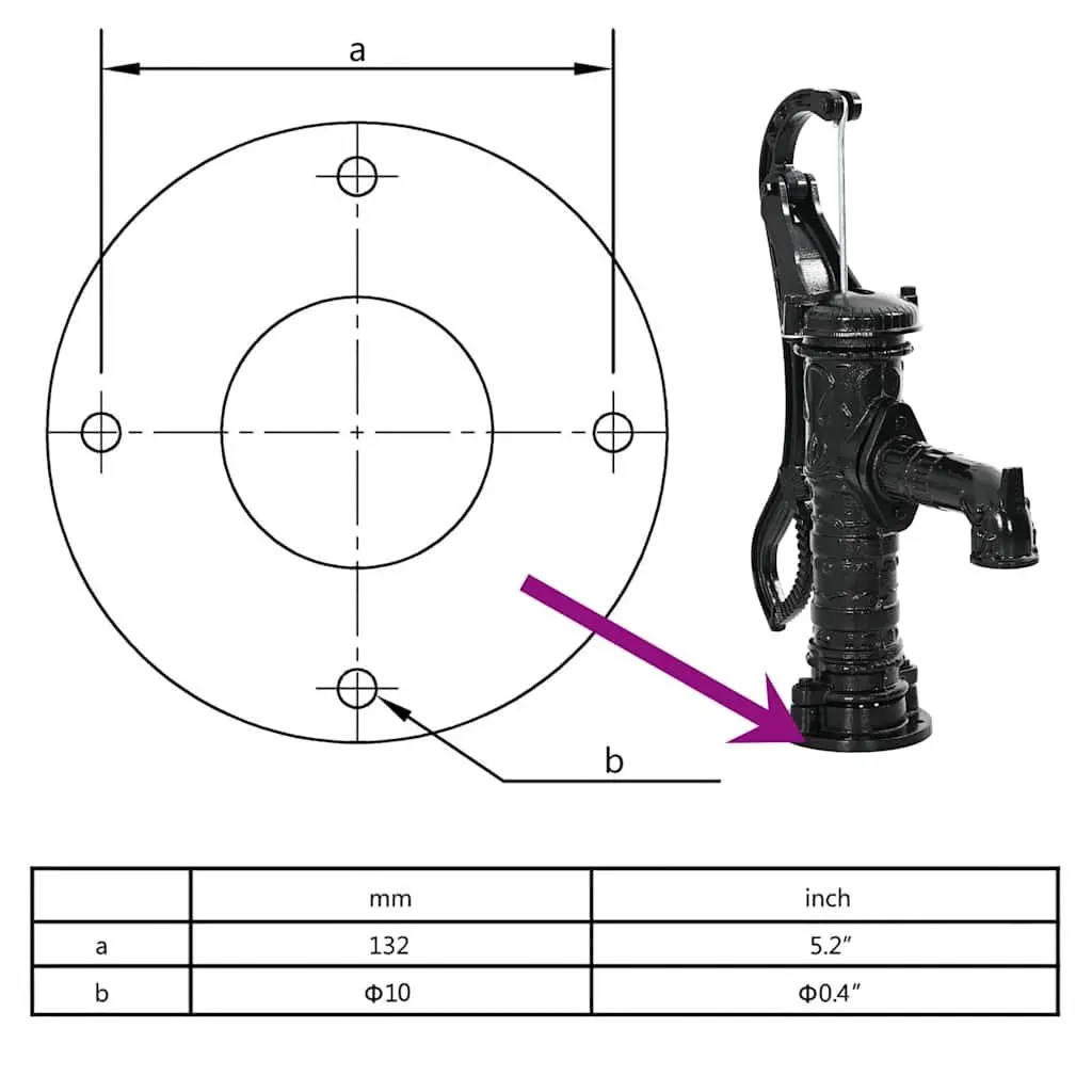 Hand Operated Garden Water Pump Cast Iron Black Manual Outdoor