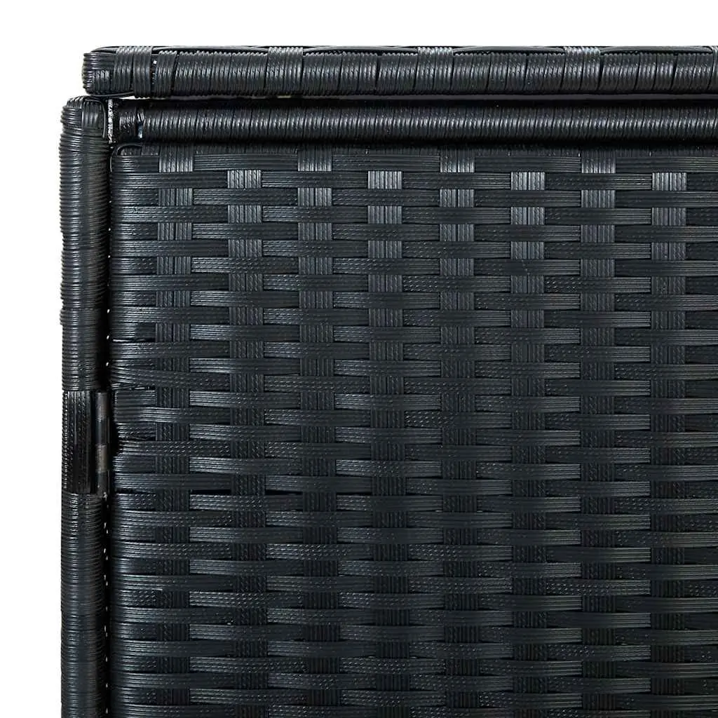 Rattan Storage Box Outdoor Double Wheelie Bin Shed Black 148x80x111cm with Hinged Lid and Locking Front Doors