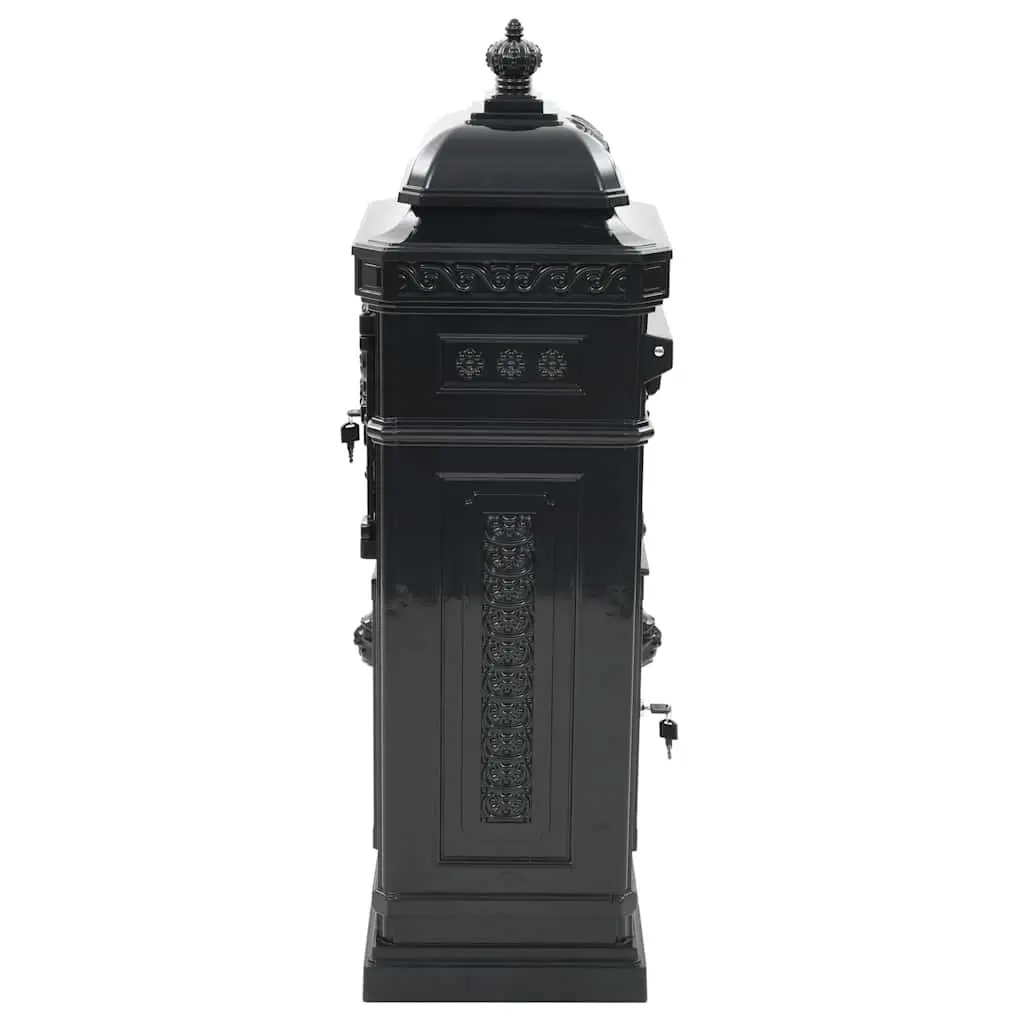 Vintage Style Black Pillar Mailbox Outdoor Garden Post Weather-Resistant Decorative Letterbox