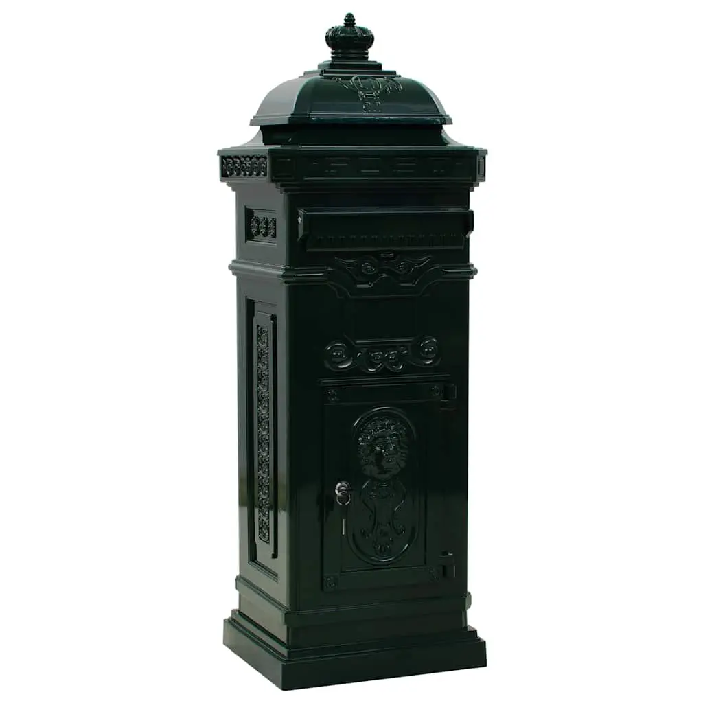 Pillar Letterbox Vintage Style Antique Garden Mailbox Post Box Green Outdoor