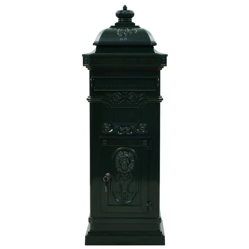 Pillar Letterbox Vintage Style Antique Garden Mailbox Post Box Green Outdoor