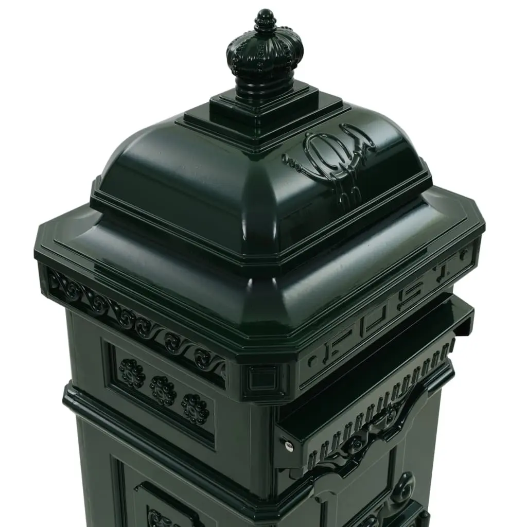 Pillar Letterbox Vintage Style Antique Garden Mailbox Post Box Green Outdoor