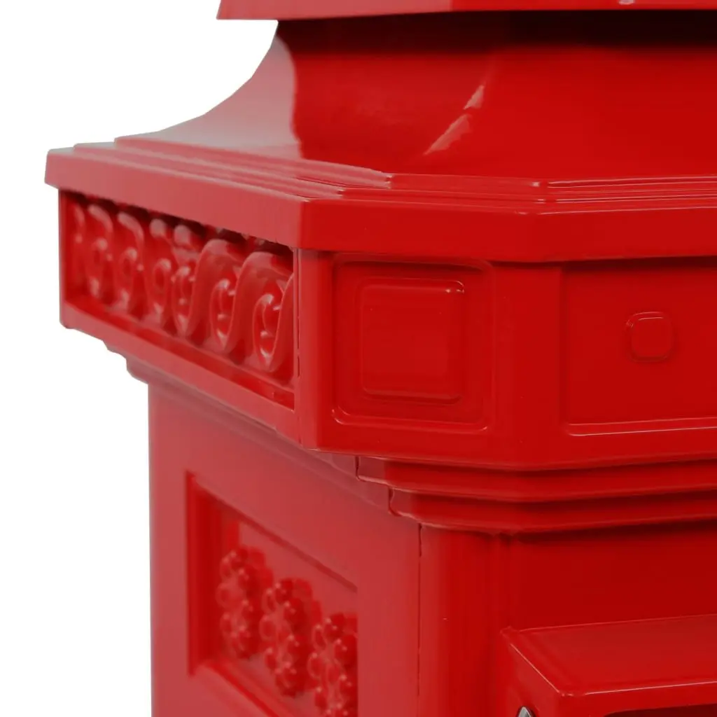 Pillar Letterbox Red Vintage Style Outdoor Mail Post Box Garden Decor Antique