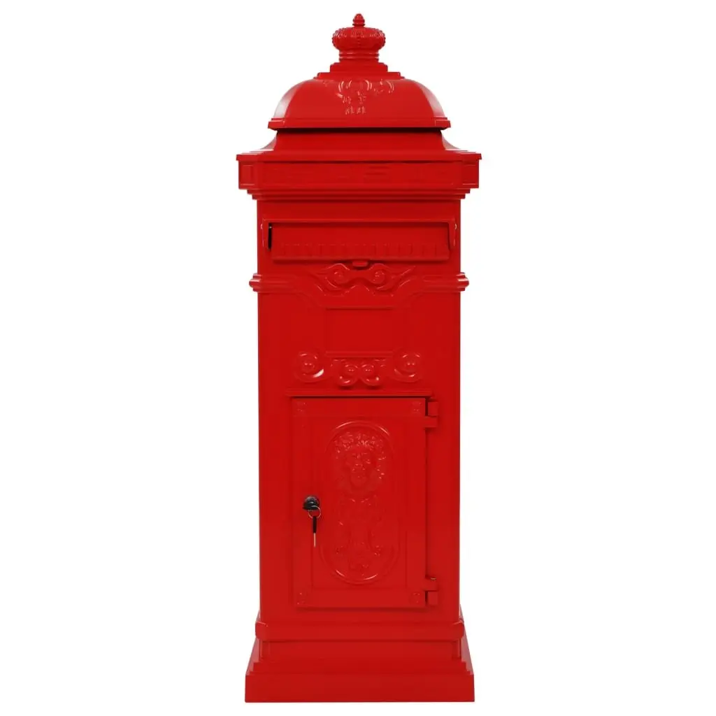 Pillar Letterbox Red Vintage Style Outdoor Mail Post Box Garden Decor Antique
