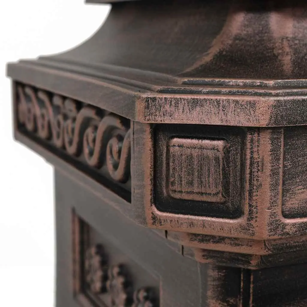 Pillar Letterbox Cast Aluminium Vintage Antique Style Brown Outdoor