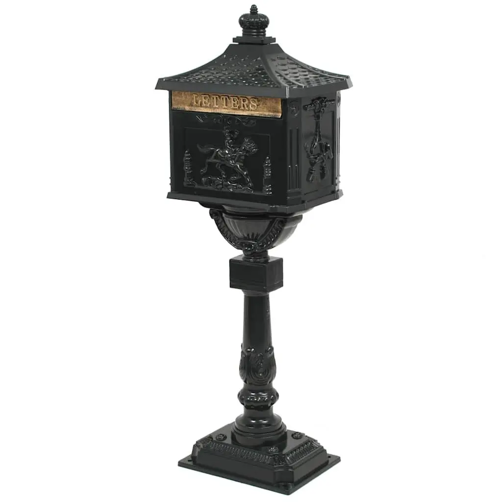 Pedestal Letterbox Cast Aluminium Vintage Style Green Outdoor Decoration