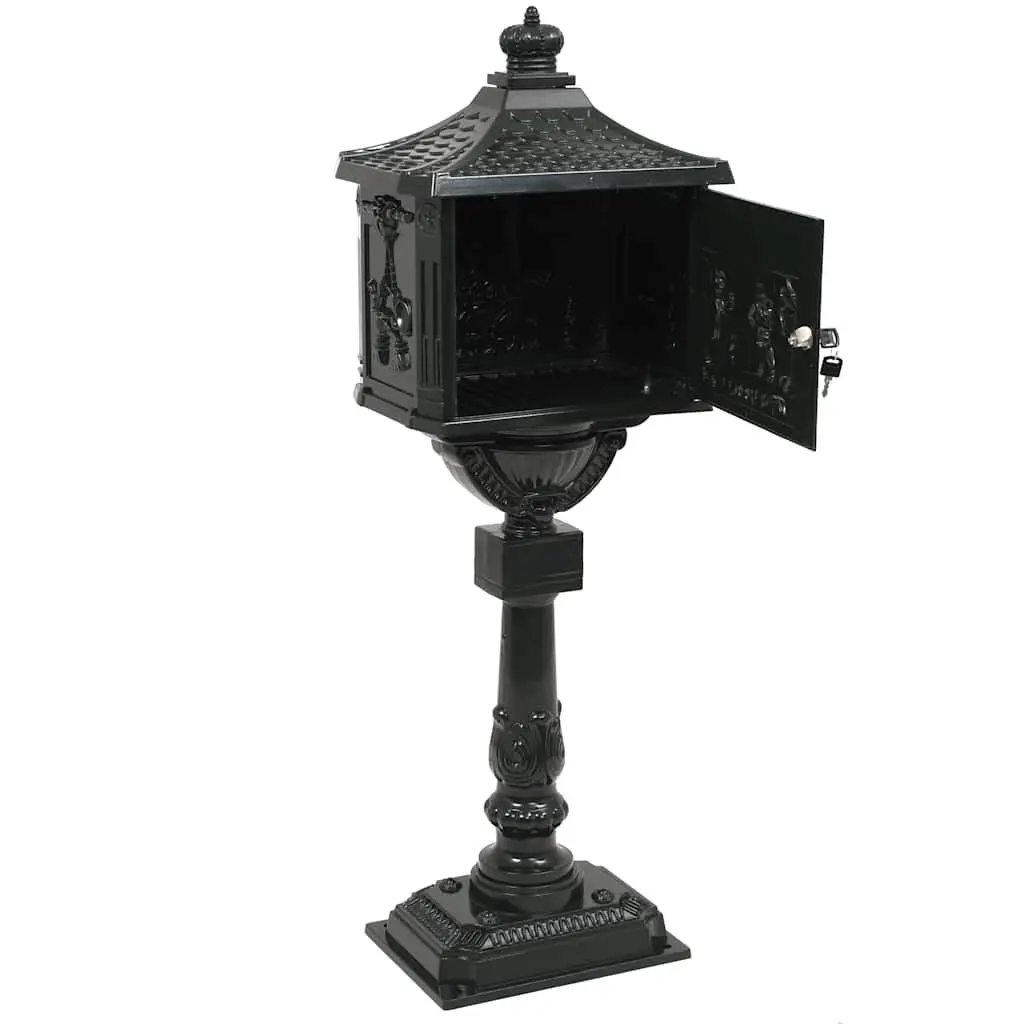 Pedestal Letterbox Cast Aluminium Vintage Style Green Outdoor Decoration