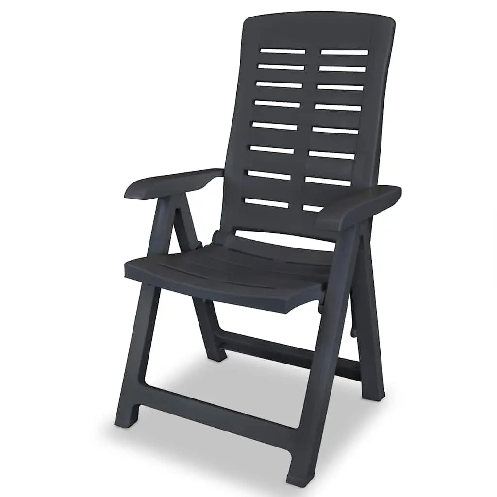 Outdoor Reclining Garden Chairs Plastic Lightweight Foldable 2 Piece Anthracite