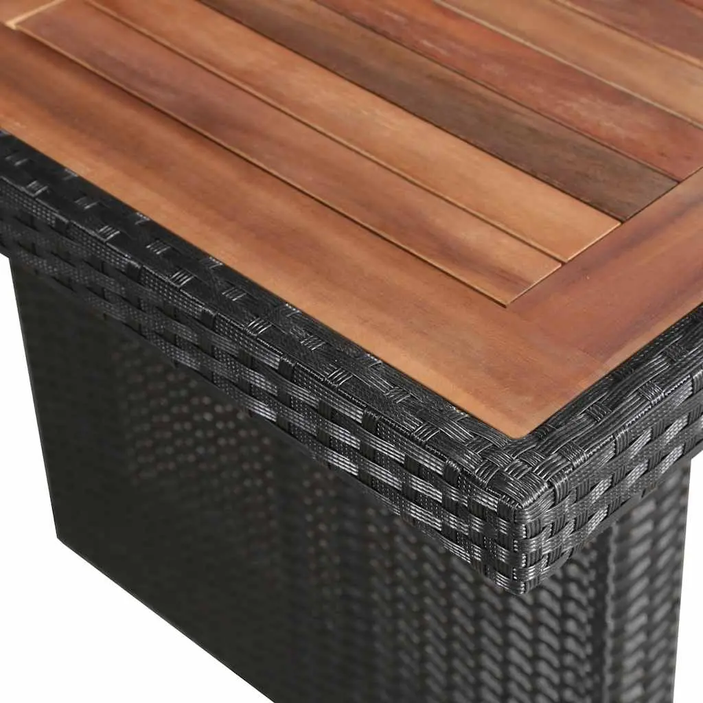 Garden Dining Table 240x90x74cm Poly Rattan Acacia Wood Patio Furniture Brown