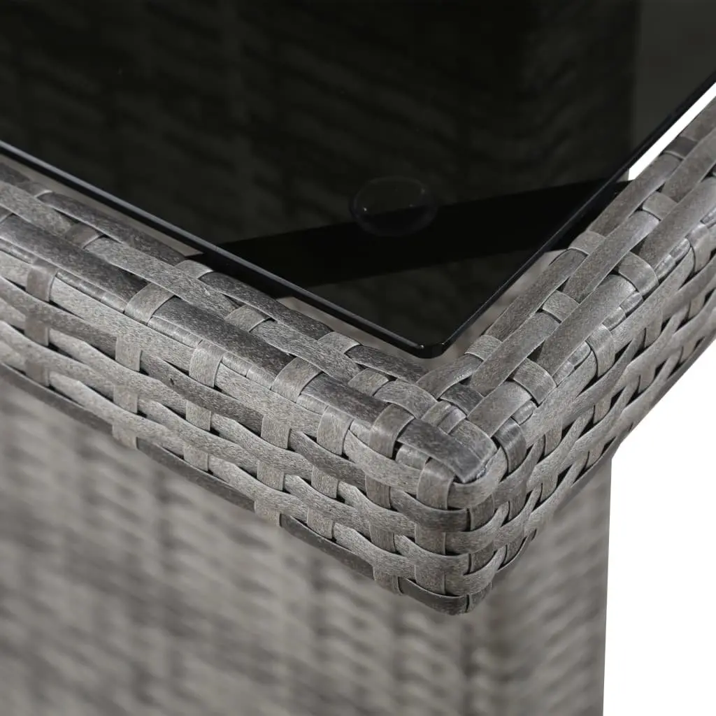 Outdoor Table Glass Top 240x90x74 cm Grey Poly Rattan Patio Garden Furniture