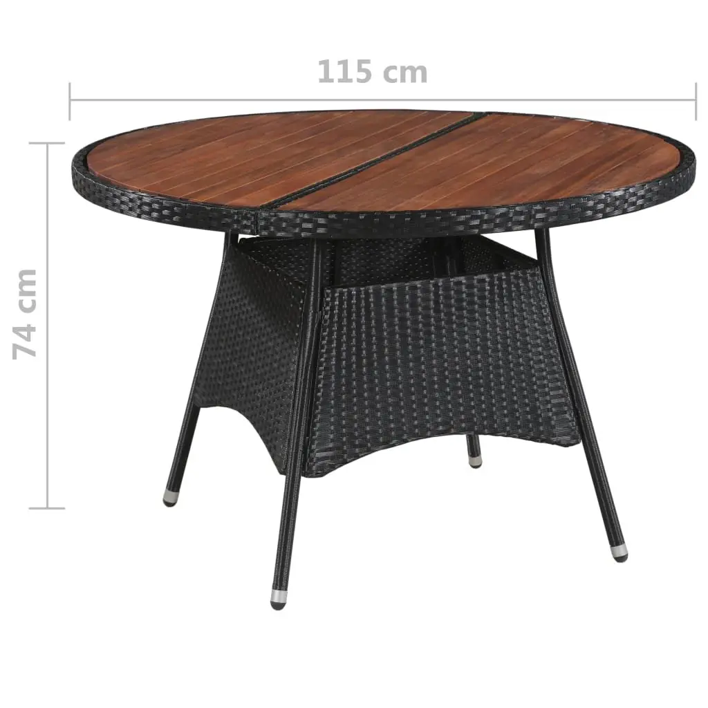 Outdoor Dining Table 115x74cm PE Rattan Acacia Wood Garden Furniture Brown