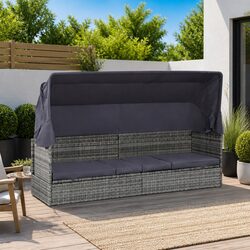 Versatile Grey Sun Lounger with Canopy for Your Patio