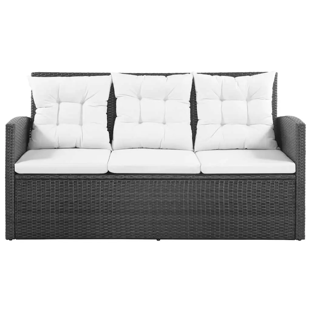 5 Piece Lounge Set PE Rattan Outdoor Patio Sofa Armchairs Black