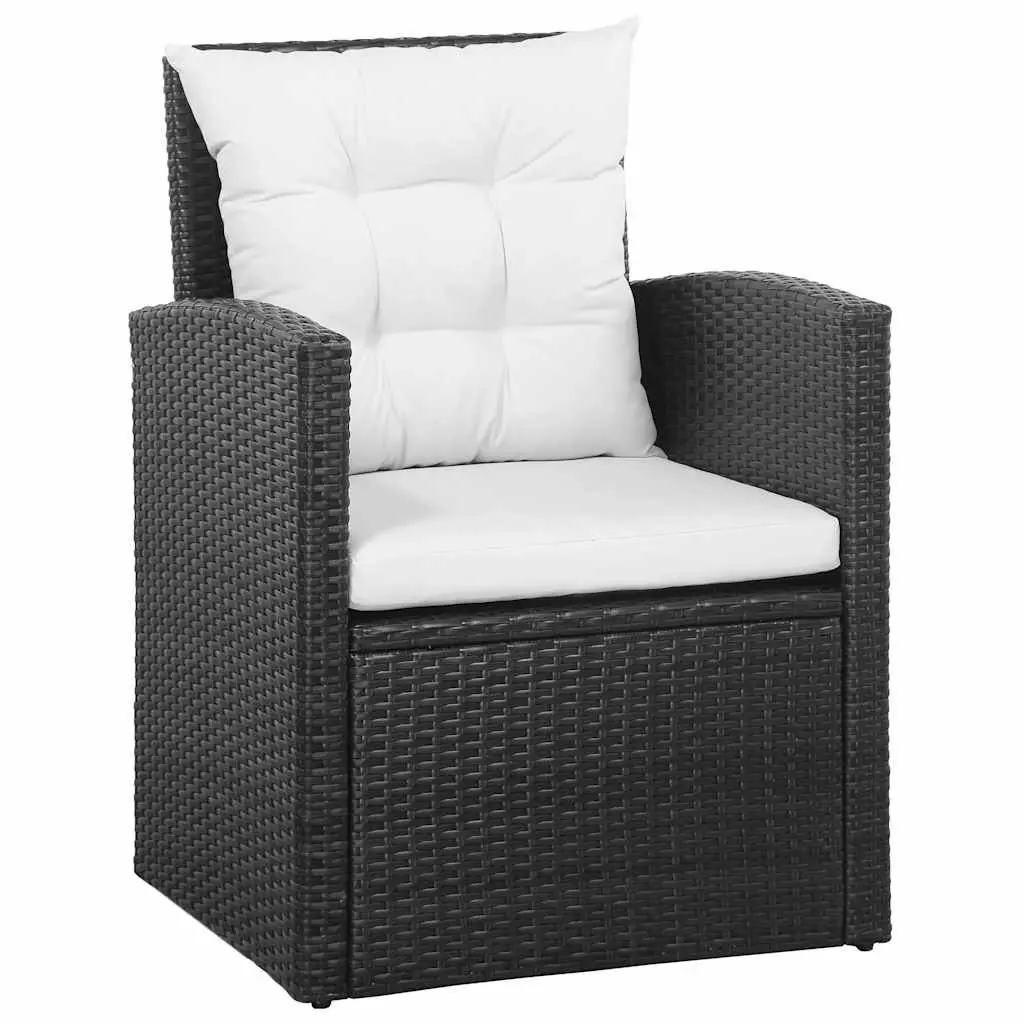 5 Piece Lounge Set PE Rattan Outdoor Patio Sofa Armchairs Black