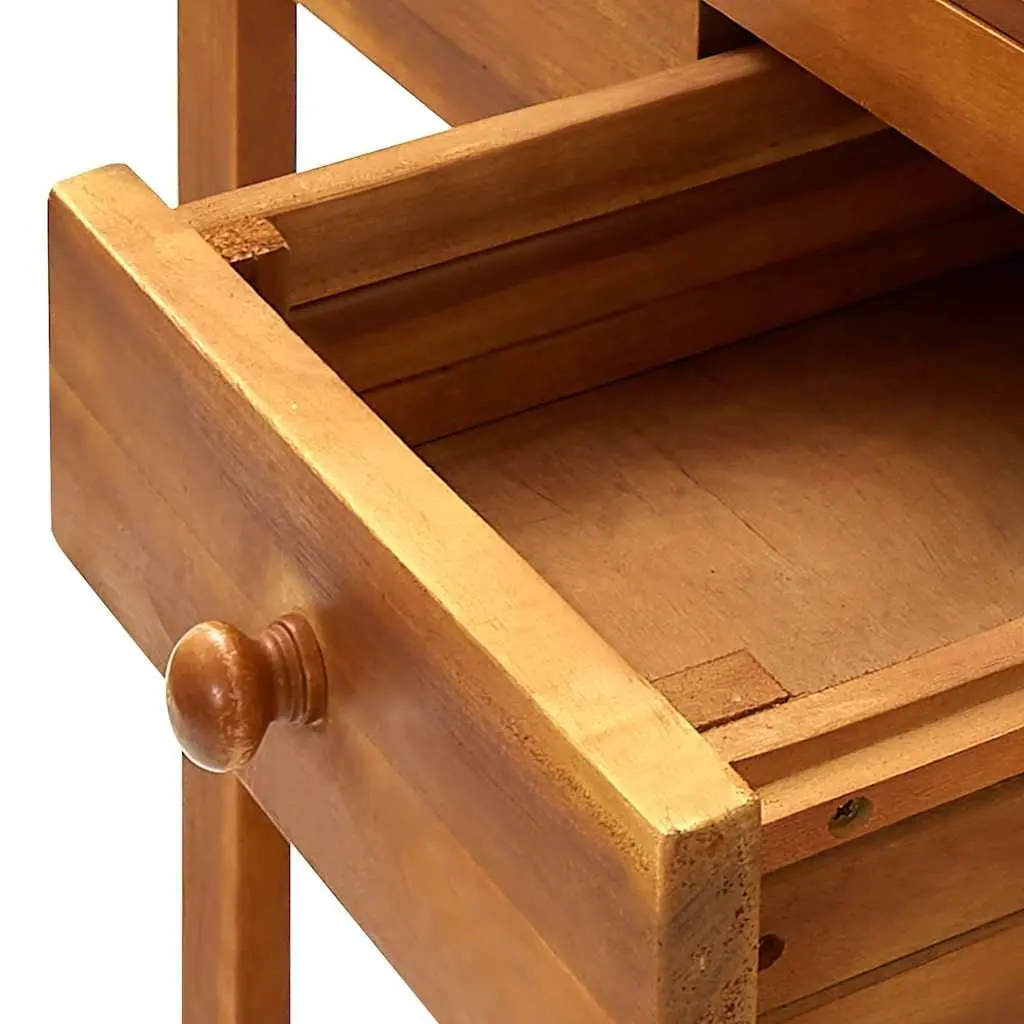 Garden Kitchen Trolley Solid Acacia Wood Brown with Removable Zinc Tray Storage Drawer Shelf 9 Hooks Wheels