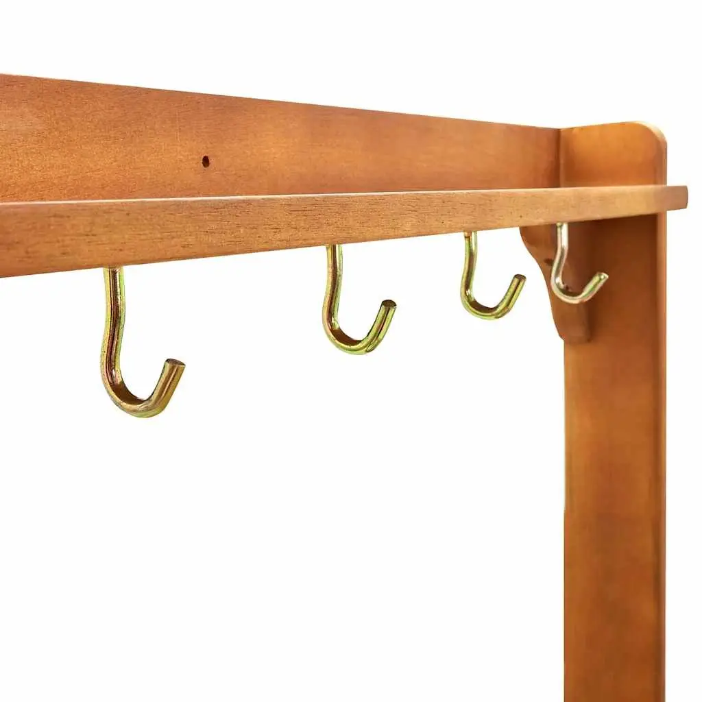 Garden Kitchen Trolley Solid Acacia Wood Brown with Removable Zinc Tray Storage Drawer Shelf 9 Hooks Wheels
