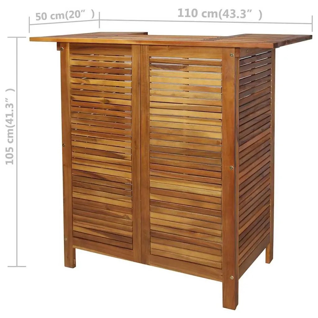 Bar Table and Chair Set Solid Acacia Wood 3 Piece Brown Outdoor Indoor Furniture
