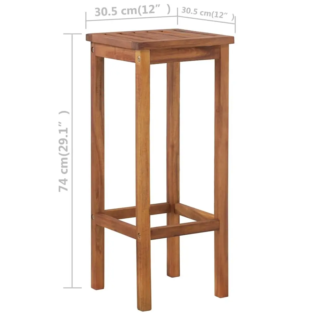 Bar Table and Chair Set Solid Acacia Wood 3 Piece Brown Outdoor Indoor Furniture