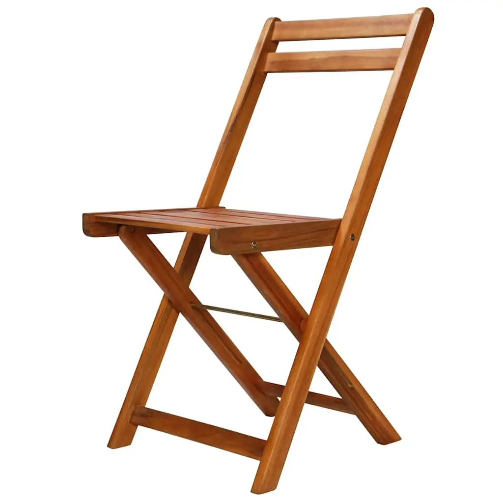 Outdoor Bistro Chairs Solid Acacia Wood Folding Brown 2 Piece Set