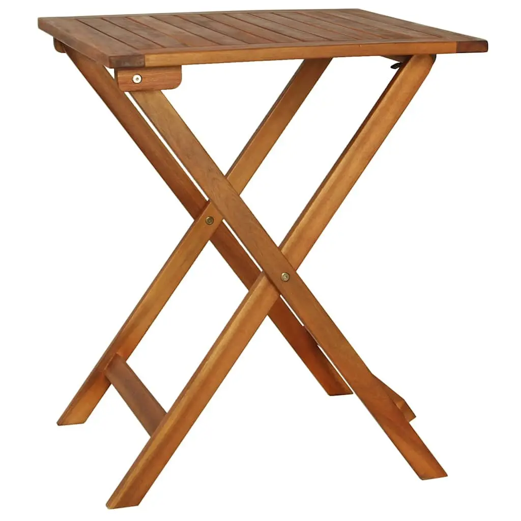 3 Piece Folding Bistro Set Solid Acacia Wood Brown Garden Patio