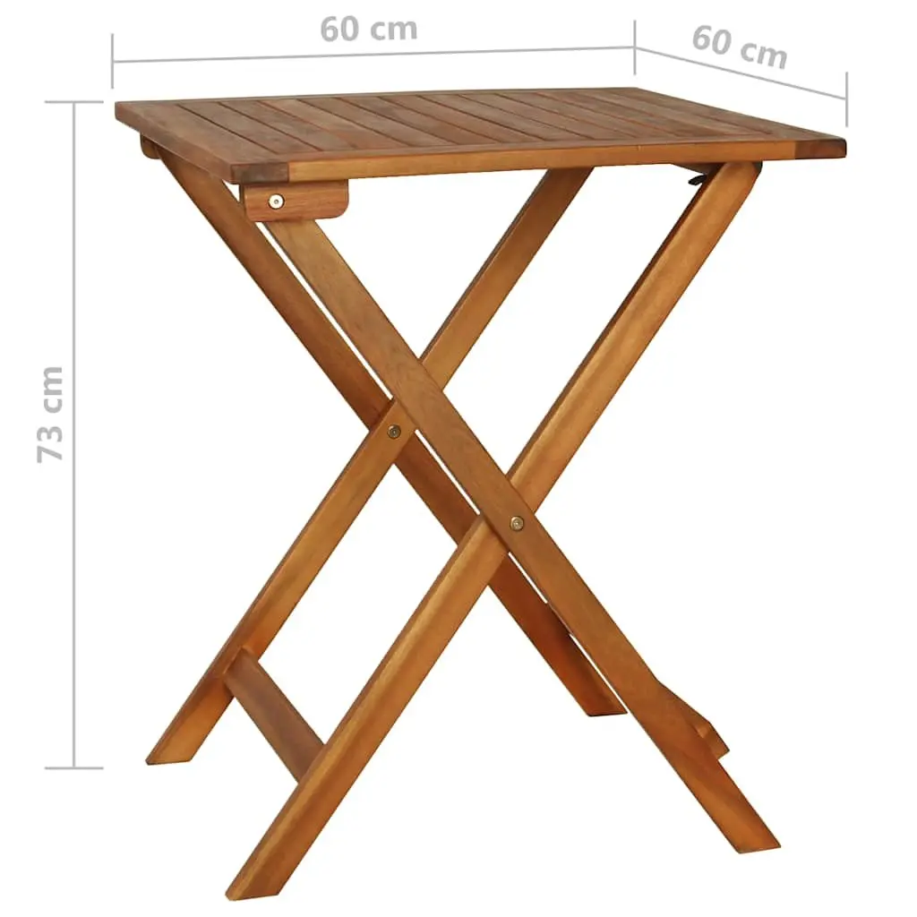 3 Piece Folding Bistro Set Solid Acacia Wood Brown Garden Patio