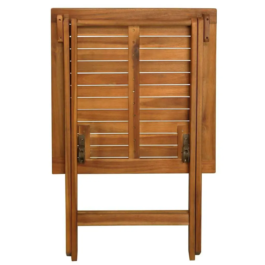 3 Piece Folding Bistro Set Solid Acacia Wood Brown Garden Patio