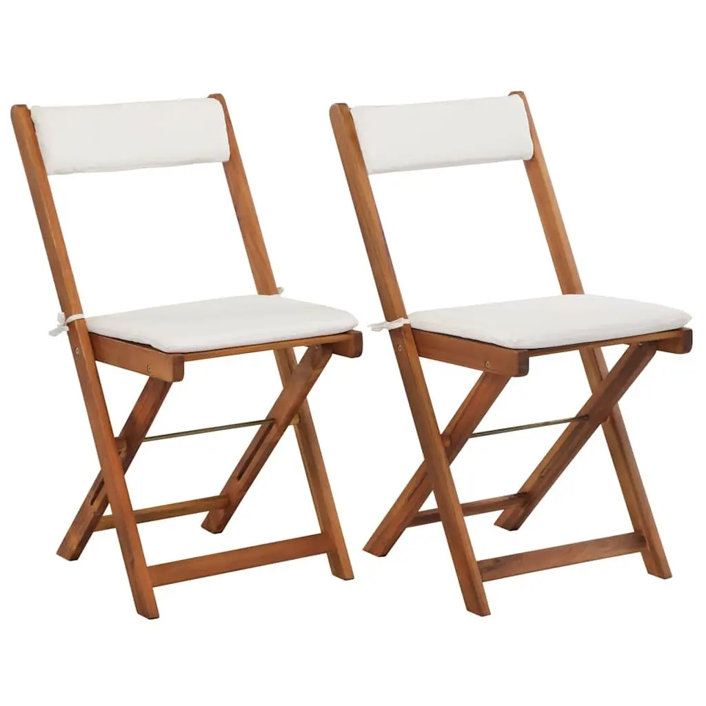 3 Piece Folding Bistro Set Solid Acacia Wood Brown Garden Patio