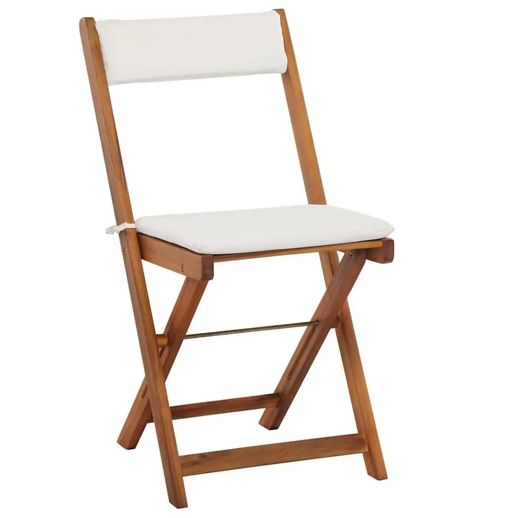 3 Piece Folding Bistro Set Solid Acacia Wood Brown Garden Patio