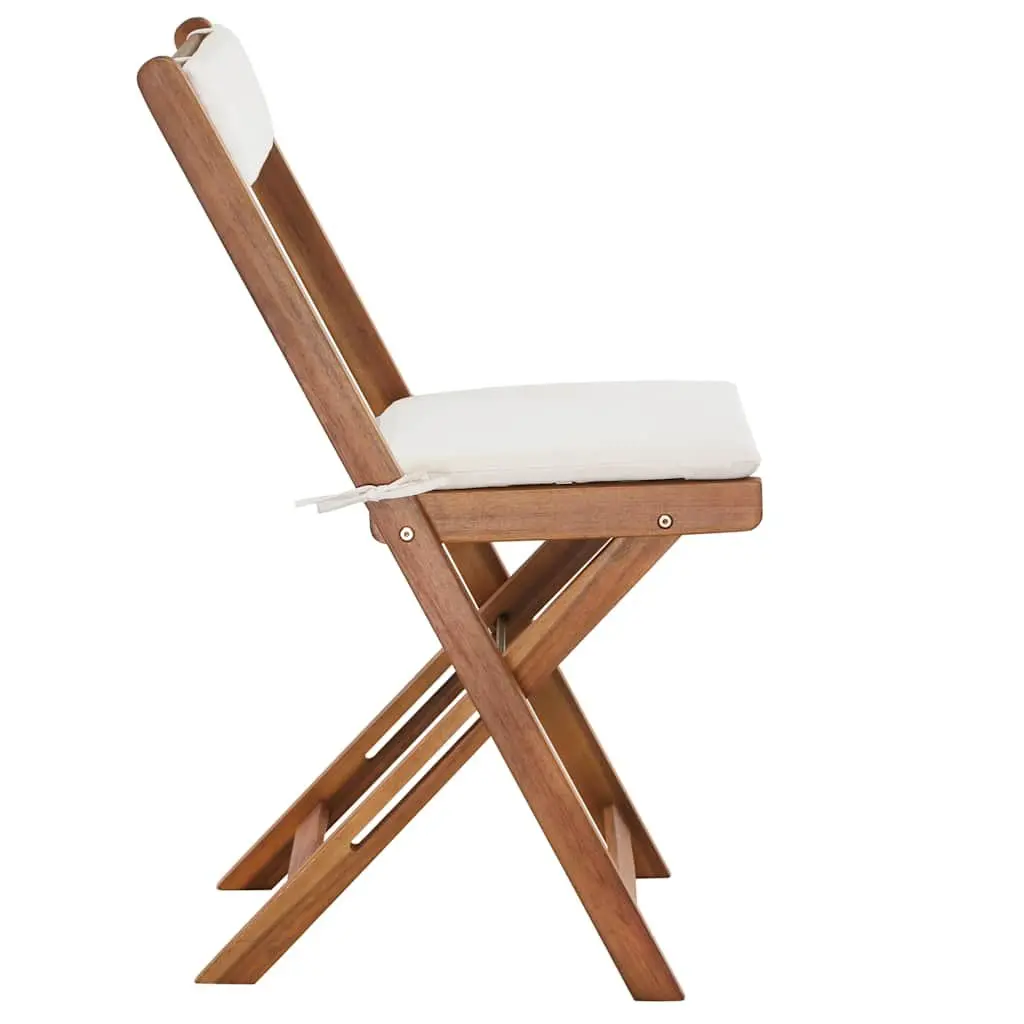 3 Piece Folding Bistro Set Solid Acacia Wood Brown Garden Patio