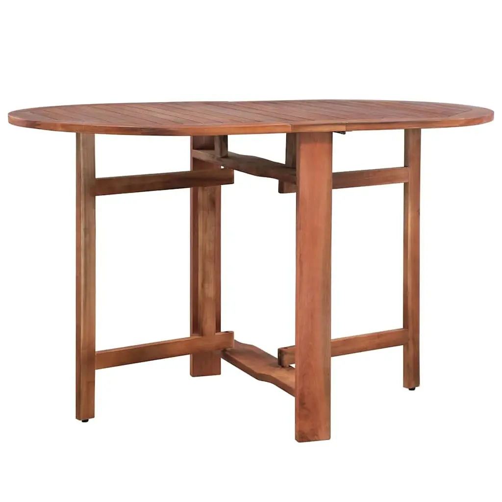 Oval Folding Dining Table Solid Acacia Wood 120W x 70D x 74H cm Brown