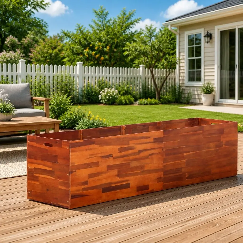 Garden Raised Bed Planter Wooden Acacia 200 x 50 x 50 cm Brown