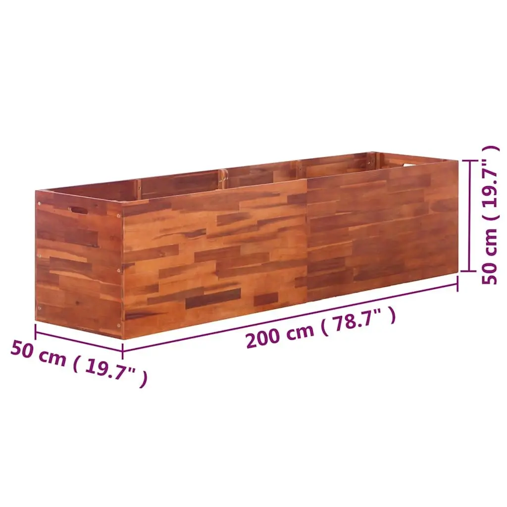 Garden Raised Bed Planter Wooden Acacia 200 x 50 x 50 cm Brown