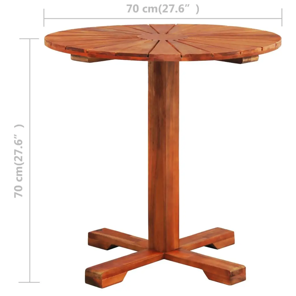 Bistro Table Solid Acacia Wood 70x70cm Pedestal Outdoor Dining Brown