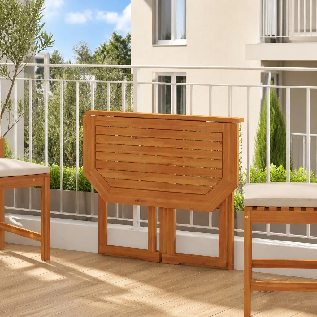 Outdoor Bistro Table Solid Acacia Wood Foldable 90 x 50 x 75 cm Brown