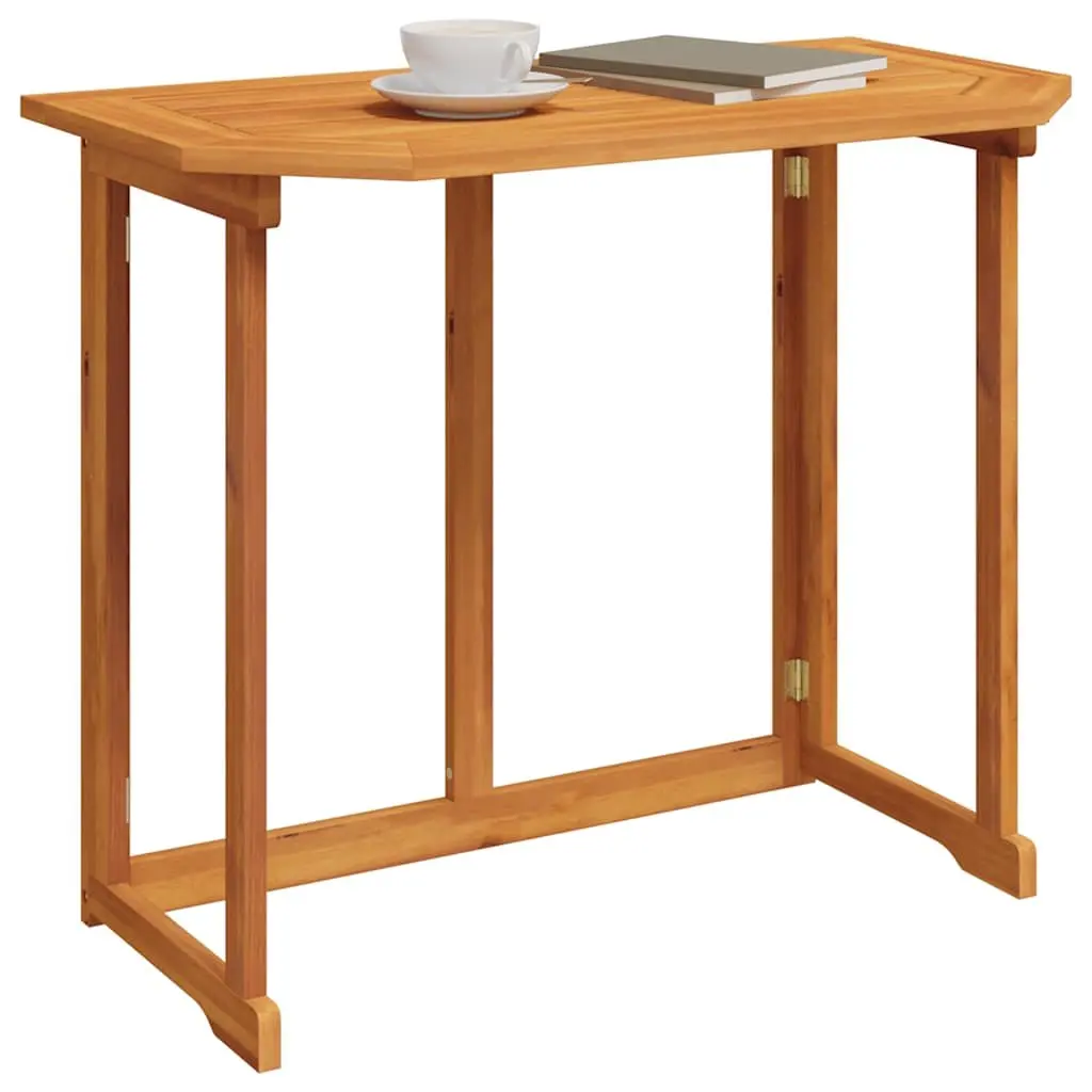 Outdoor Bistro Table Solid Acacia Wood Foldable 90 x 50 x 75 cm Brown