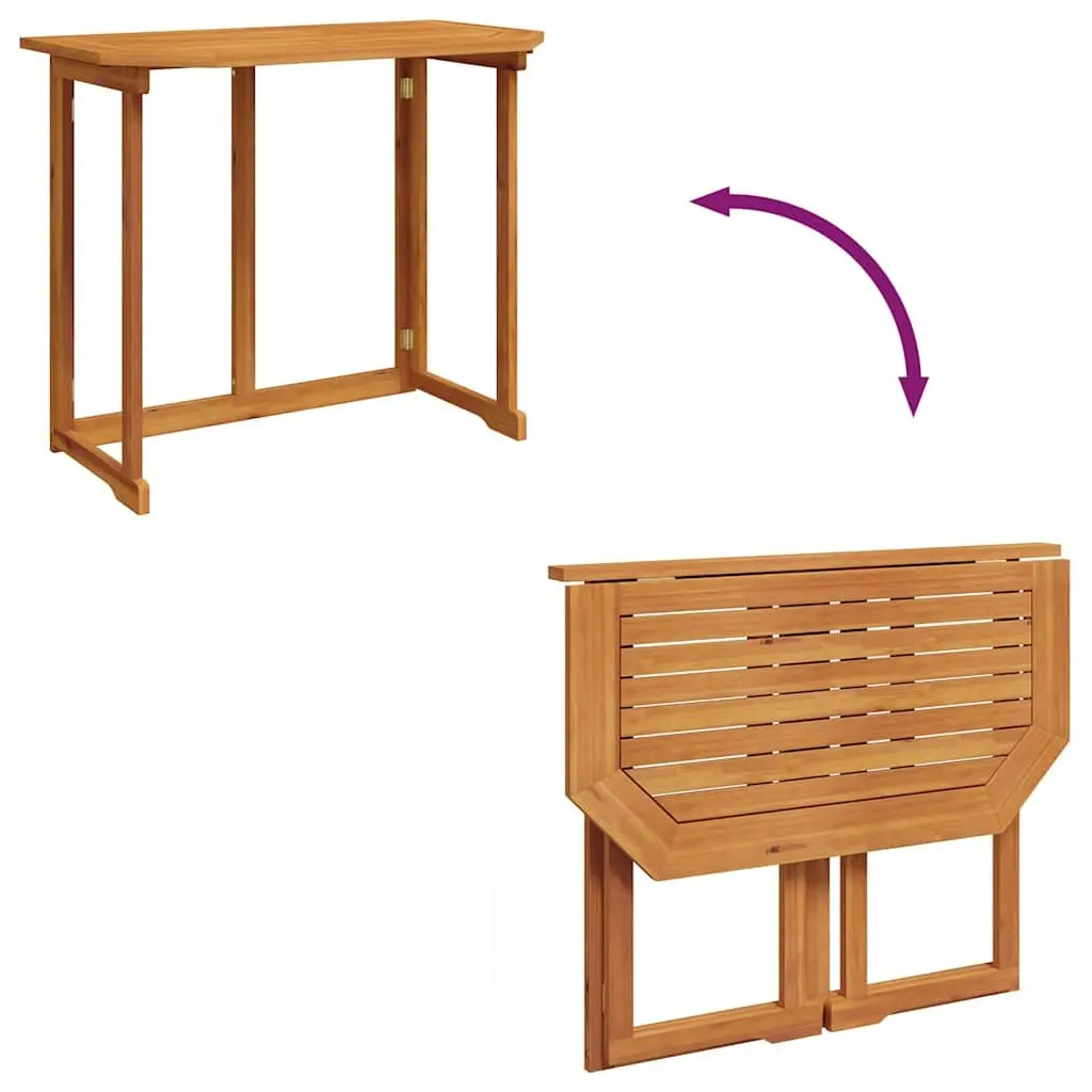 Outdoor Bistro Table Solid Acacia Wood Foldable 90 x 50 x 75 cm Brown