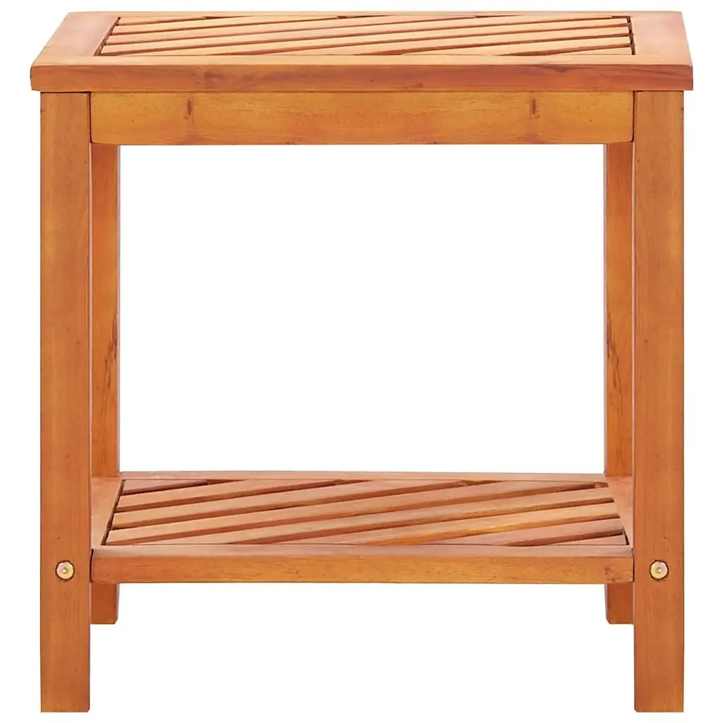 End Table Solid Acacia Wood Two-Tier Storage Brown 45 x 33 x 45 cm