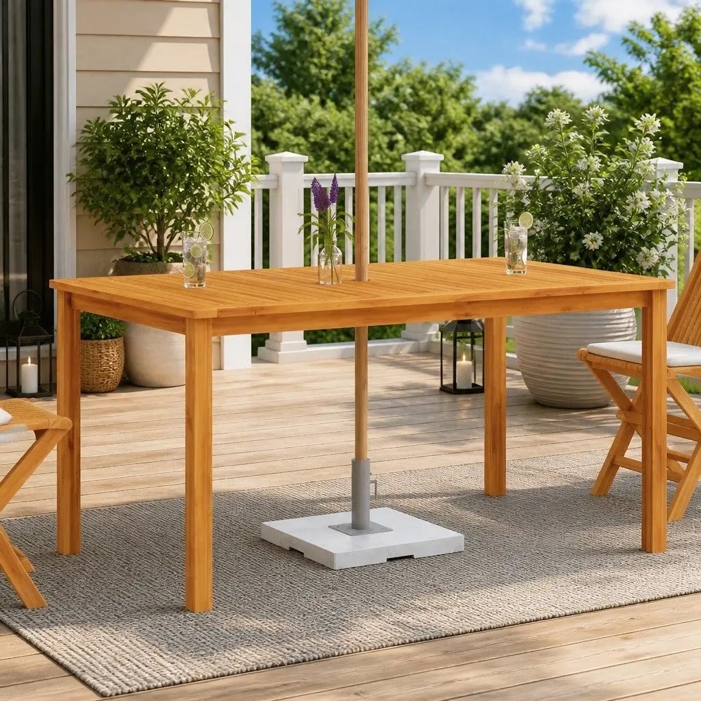 Outdoor Dining Table Brown Solid Acacia Wood 150x90x74cm Garden Patio Furniture