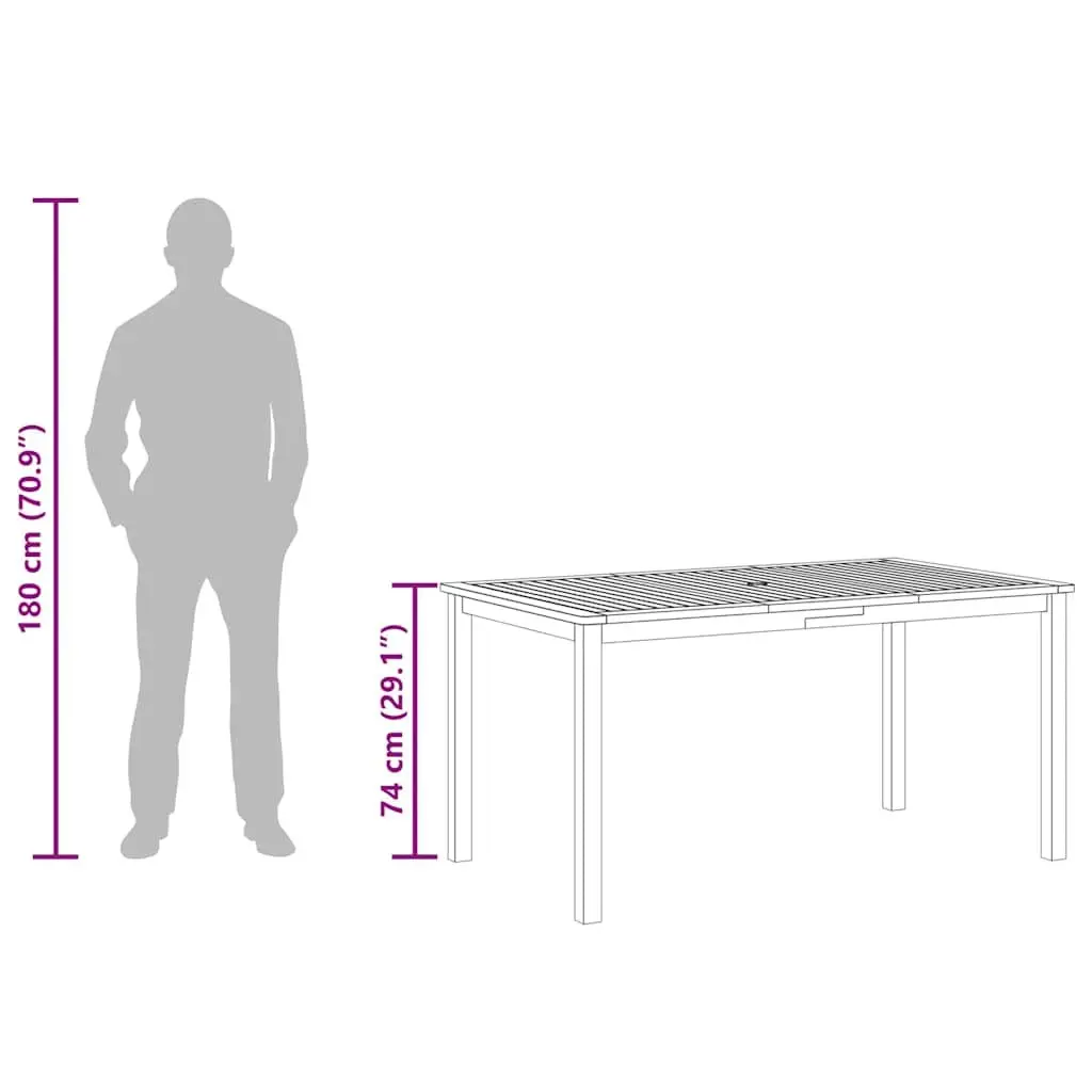 Outdoor Dining Table Brown Solid Acacia Wood 150x90x74cm Garden Patio Furniture