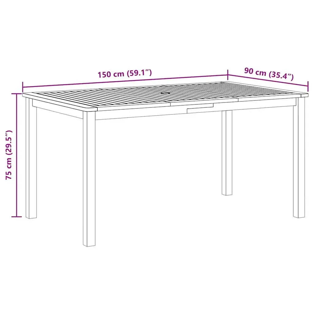 Outdoor Dining Table Brown Solid Acacia Wood 150x90x74cm Garden Patio Furniture