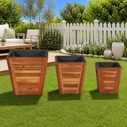 Practical 3-Piece Wooden Planter Set for Your Garden