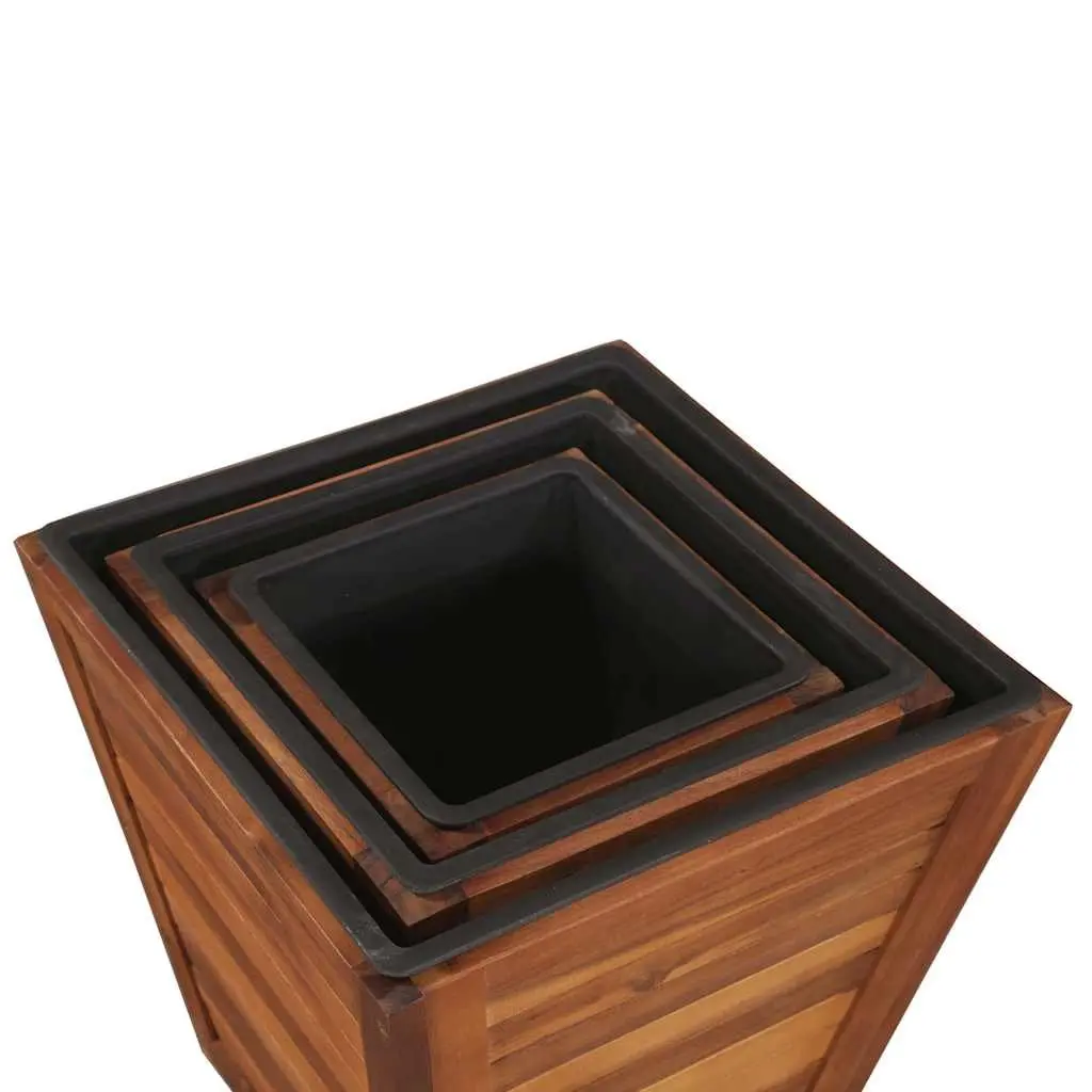 Garden Raised Bed Set 3 Pieces Square Wooden Planter Pots Outdoor Plant