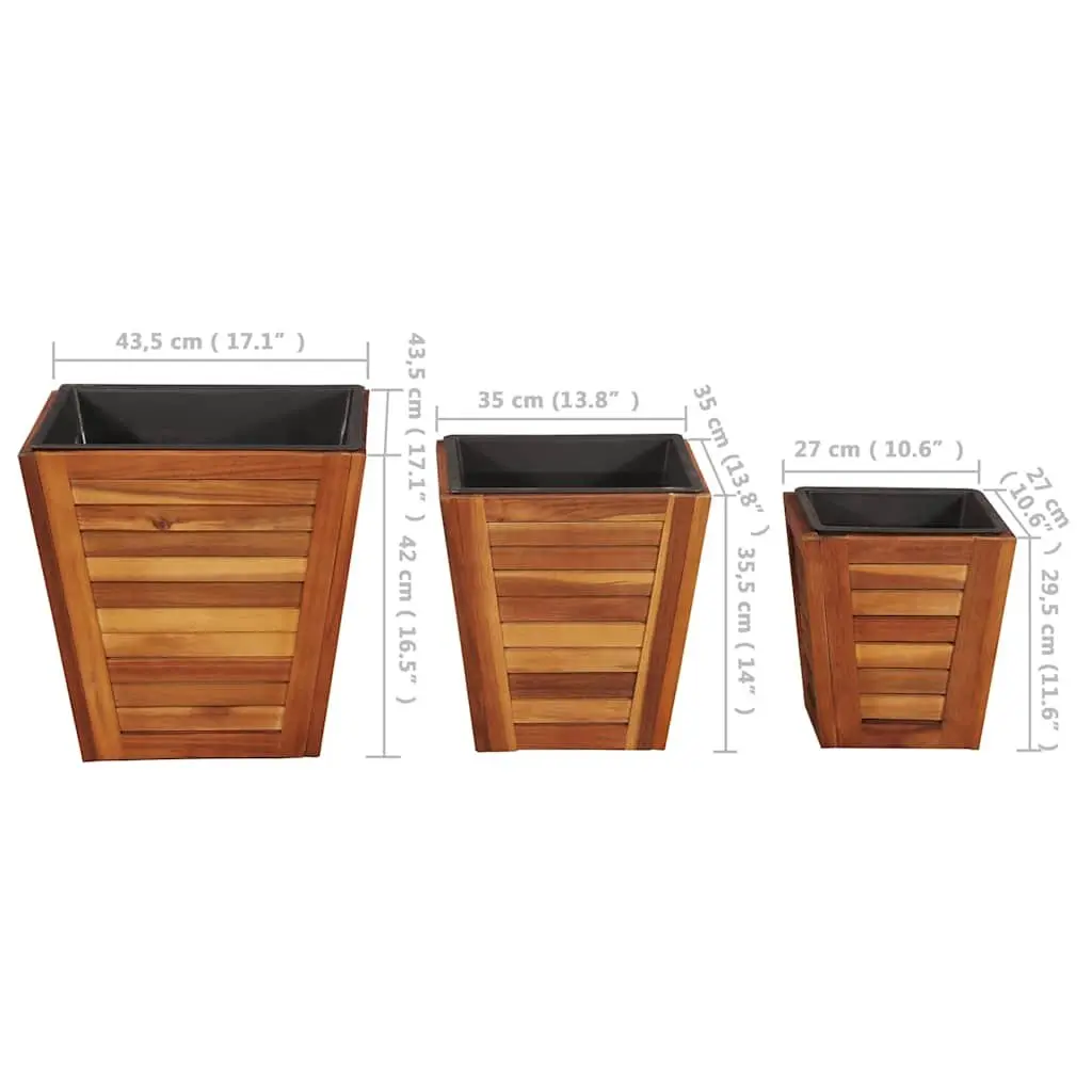 Garden Raised Bed Set 3 Pieces Square Wooden Planter Pots Outdoor Plant