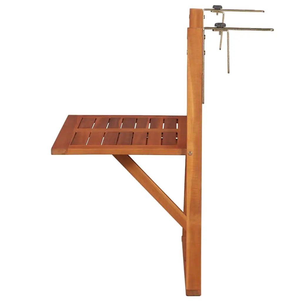 Hanging Balcony Table Folding Solid Acacia Wood 64.5x44x80 cm Brown