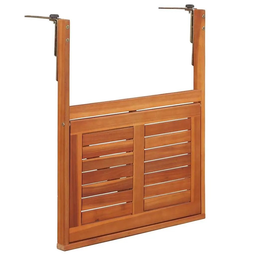 Hanging Balcony Table Folding Solid Acacia Wood 64.5x44x80 cm Brown