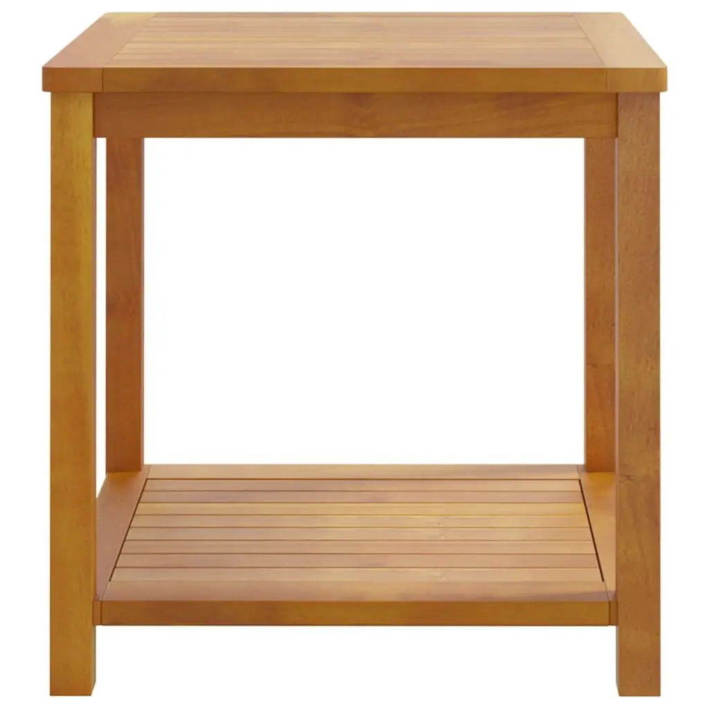 Side Table Solid Acacia Wood Two-Tier 45 x 45 x 45 cm Brown Indoor Outdoor Accent Coffee Nightstand Plant Stand