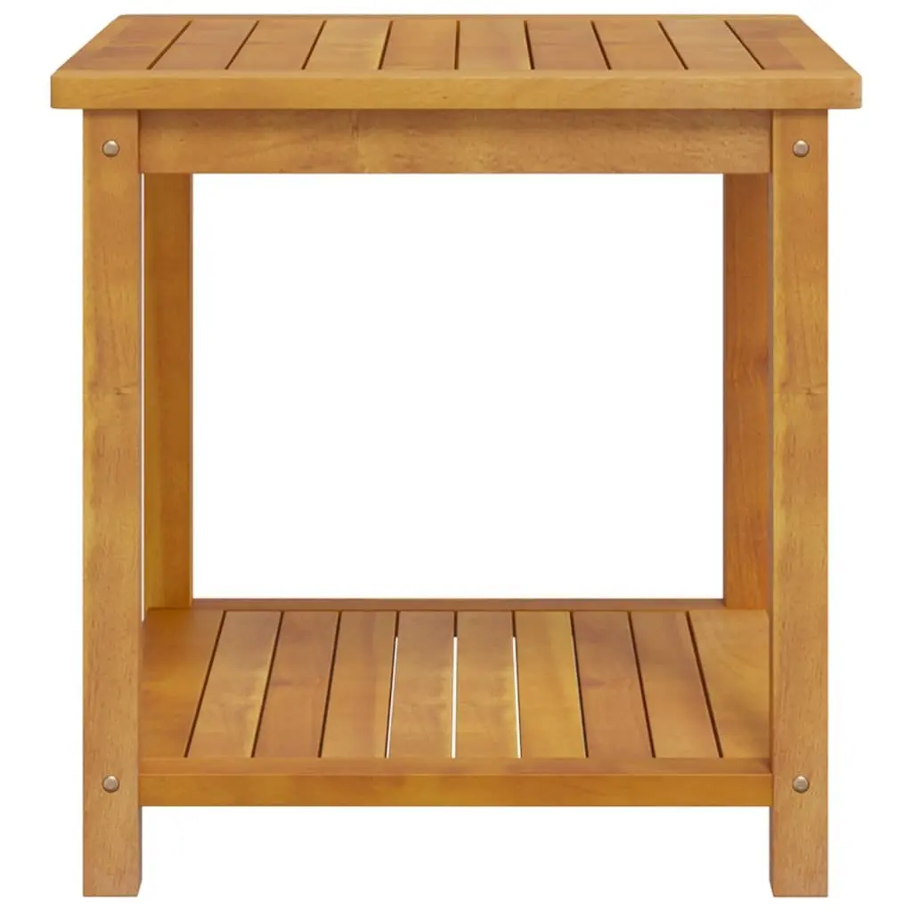 Side Table Solid Acacia Wood Two-Tier 45 x 45 x 45 cm Brown Indoor Outdoor Accent Coffee Nightstand Plant Stand