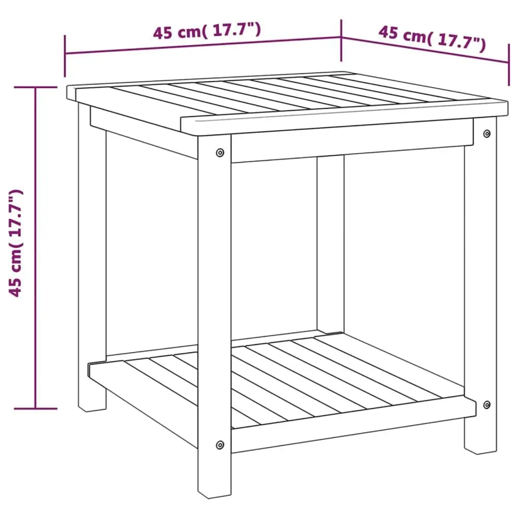 Side Table Solid Acacia Wood Two-Tier 45 x 45 x 45 cm Brown Indoor Outdoor Accent Coffee Nightstand Plant Stand