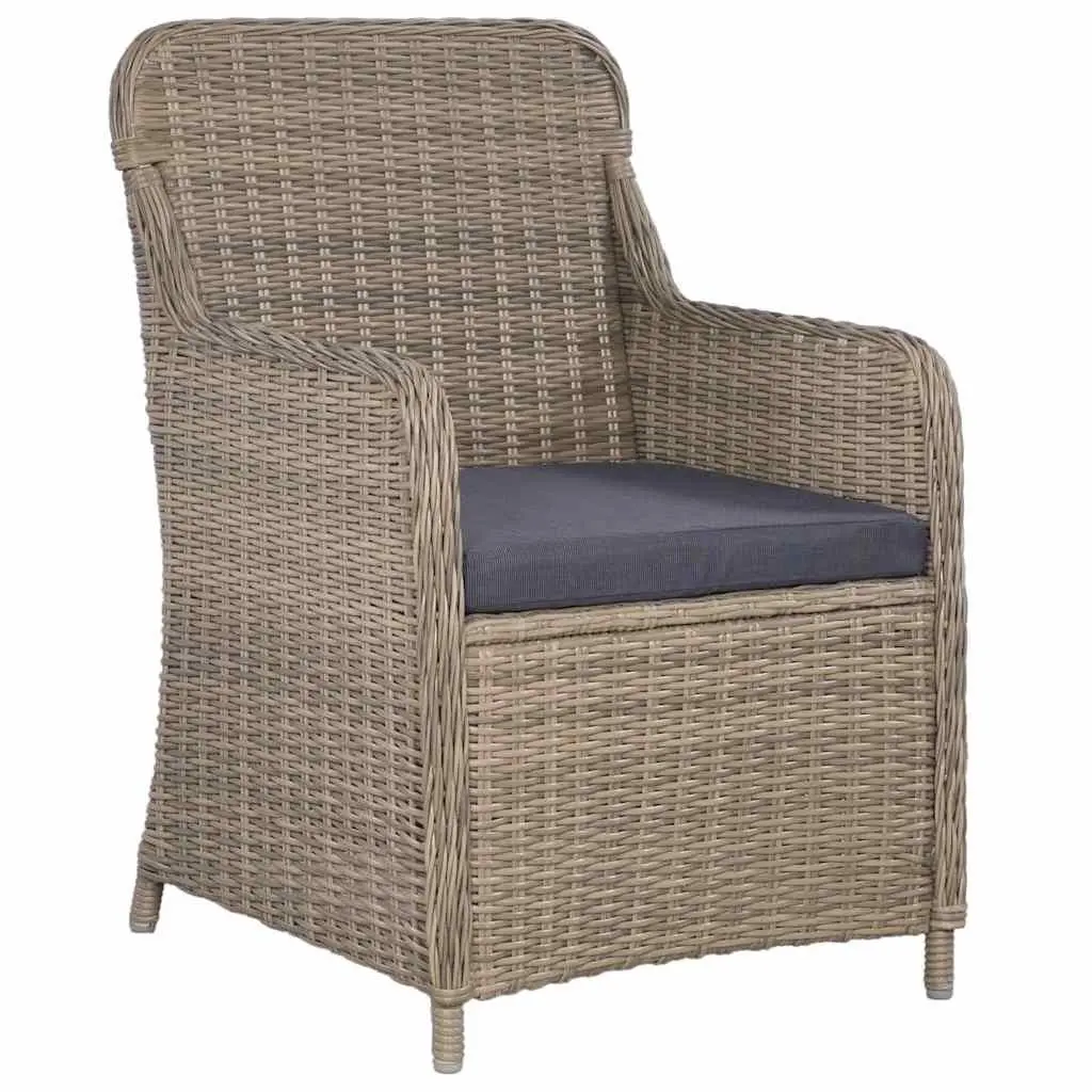 Outdoor Armchairs Set Brown PE Rattan with Cushions 2 Piece Patio Garden Seating