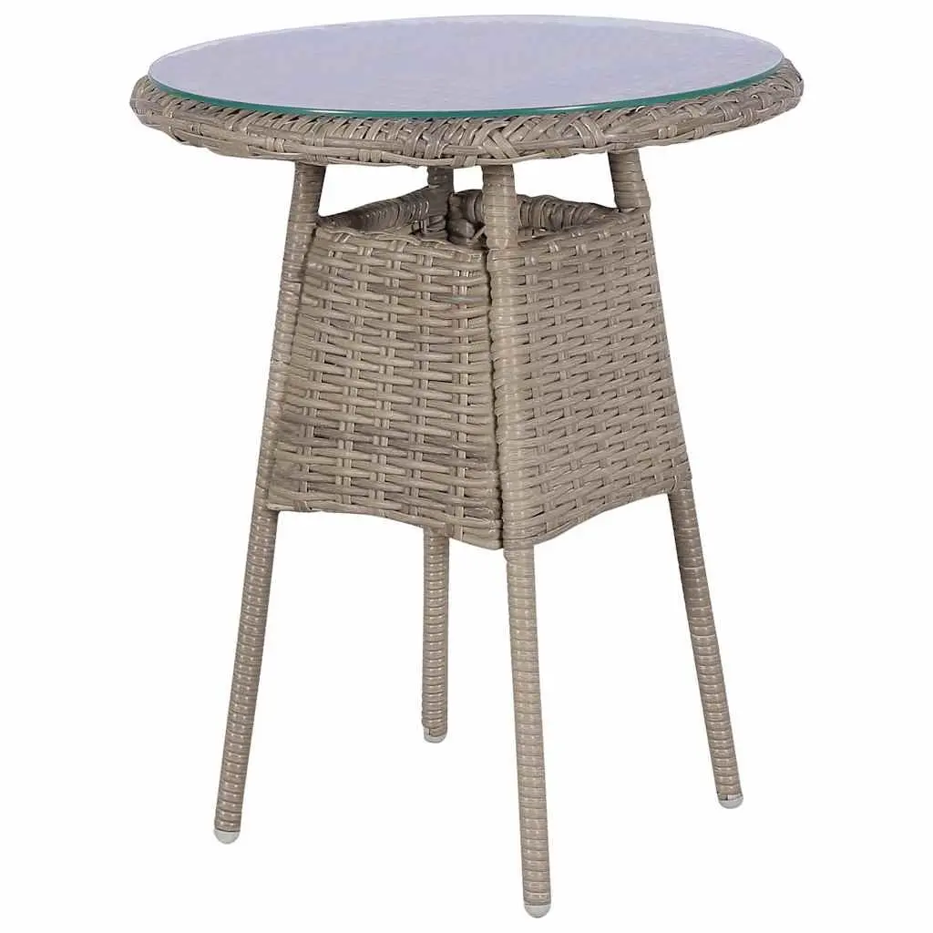 3 Piece Outdoor Furniture Set Patio Dining Table Brown PE Rattan with Cushions and Powder Coated Steel Frames
